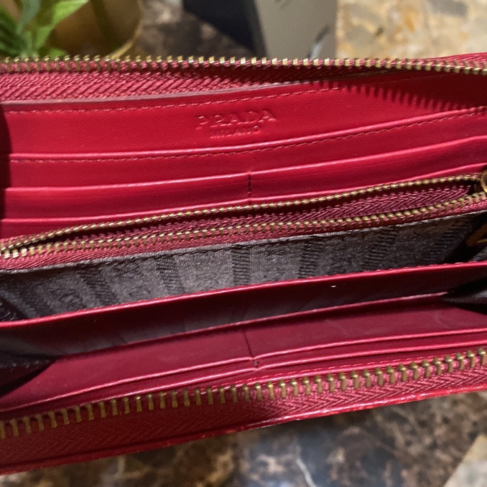Large leather wallet burgundy color - Picture 8 of 14